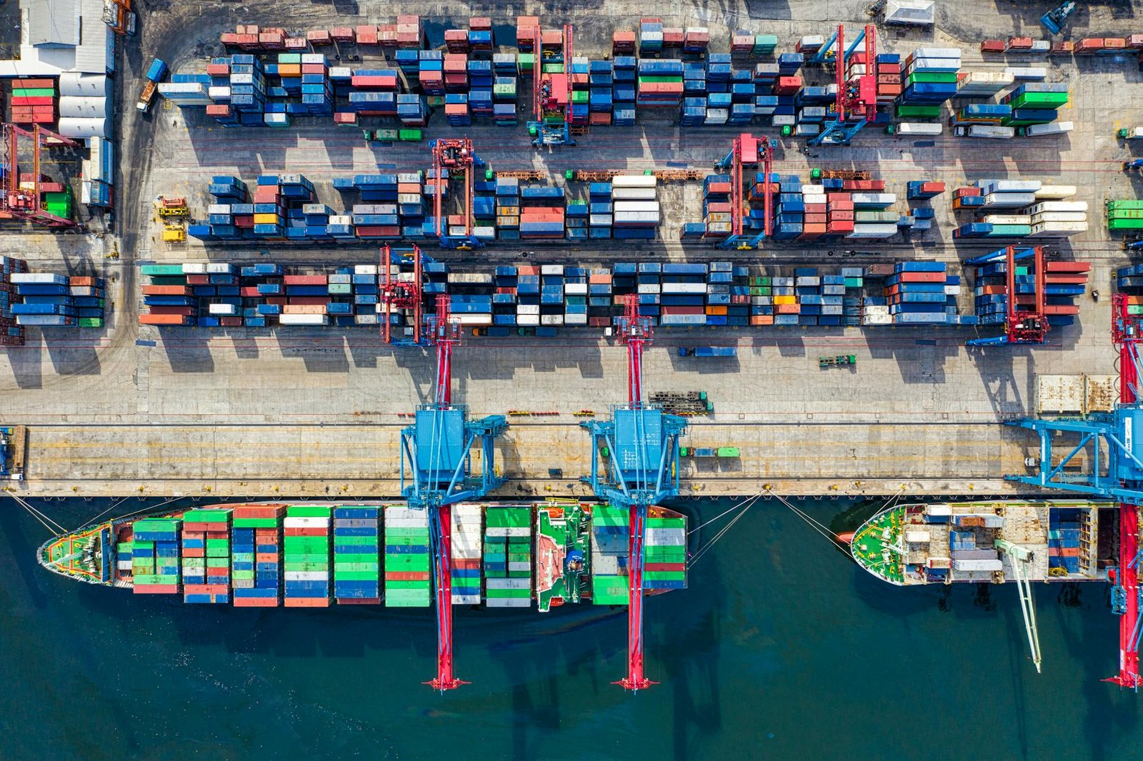 Aerial view of a shipping port with containers representing procurement and supply chain across Africa